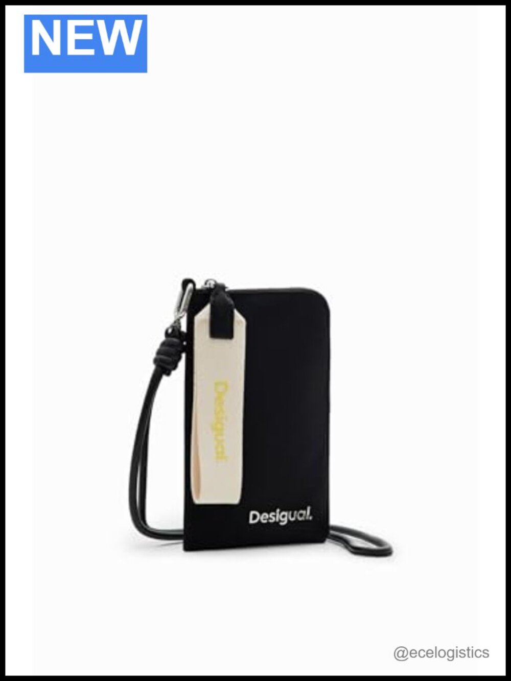 Nylon Phone Pouch with Detachable Neck Cord Faux Leather Trim